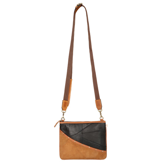 Small Wide Crossbody Bag in Brown