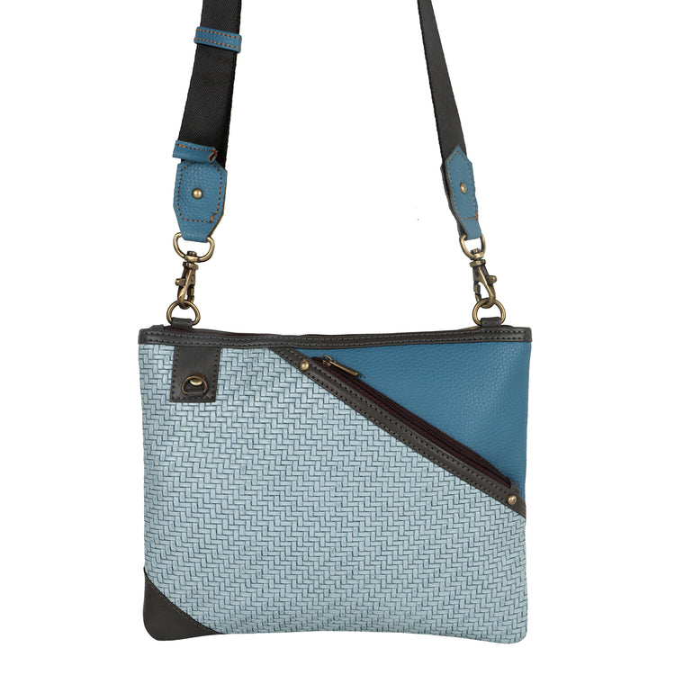 FOXIE - Grayson Wide Crossbody with Front Pocket in Blue