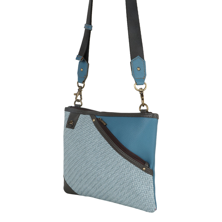 FOXIE - Grayson Wide Crossbody with Front Pocket in Blue