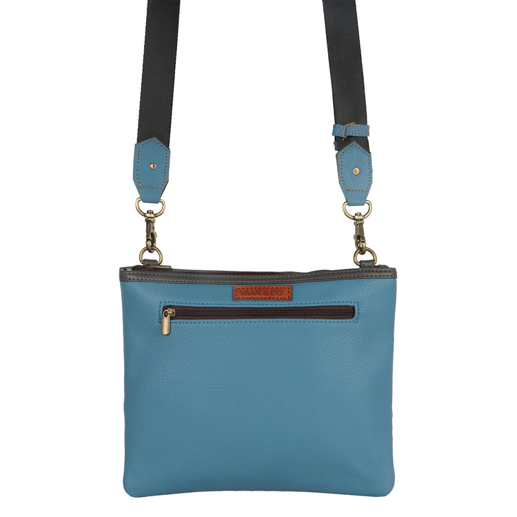 FOXIE - Grayson Wide Crossbody with Front Pocket in Blue