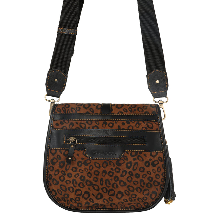 VAAN & CO. - Vivo Medium Crossbody Bag with Front Flap in Cheetah