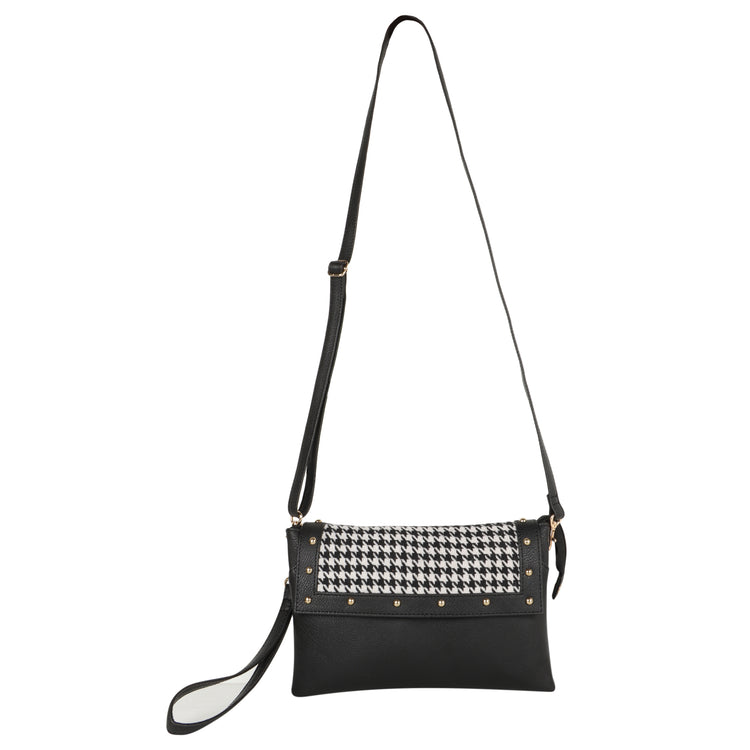 Millie Houndstooth Print Convertible Crossbody