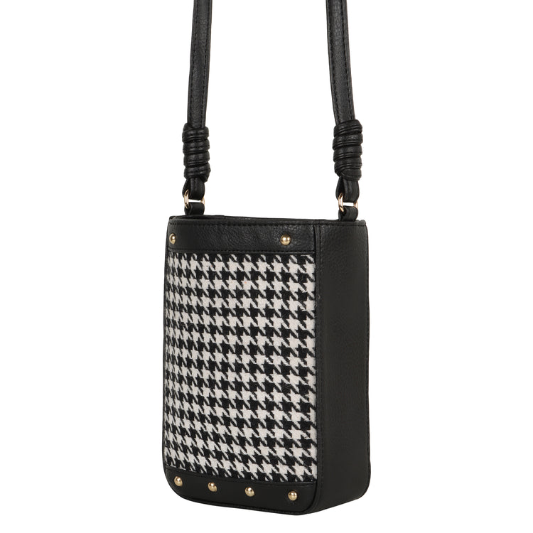 Millie Houndstooth Print Bucket Bag