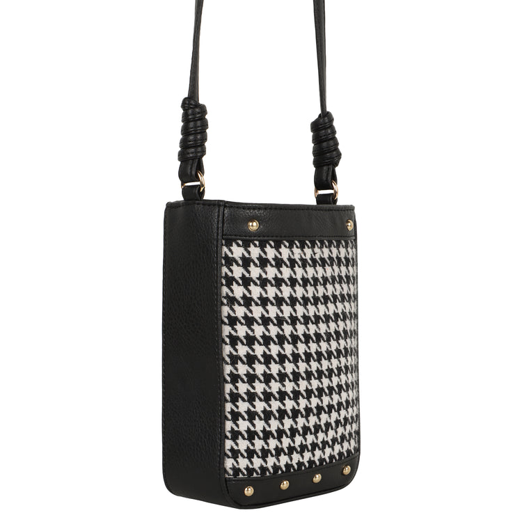 Millie Houndstooth Print Bucket Bag