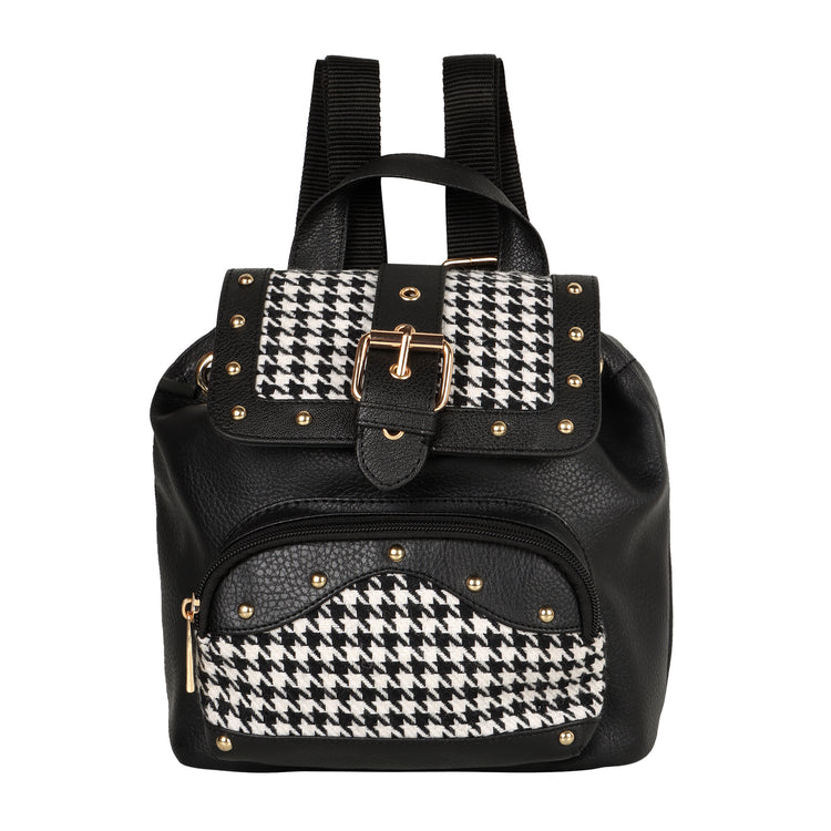 Millie Houndstooth Print Mini Backpack