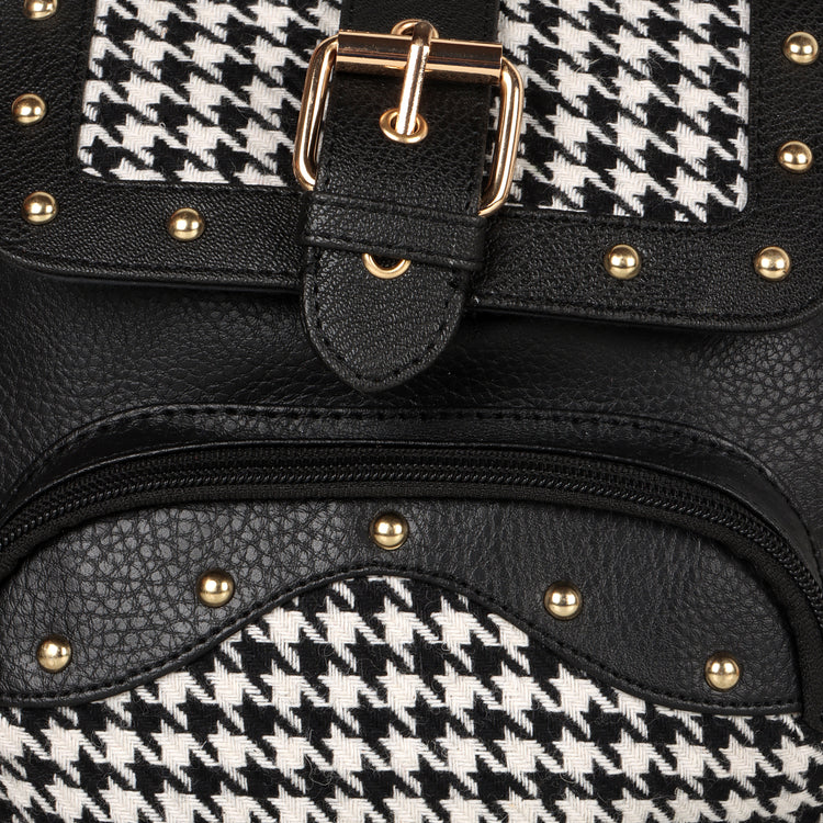 Millie Houndstooth Print Mini Backpack