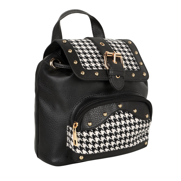 Millie Houndstooth Print Mini Backpack