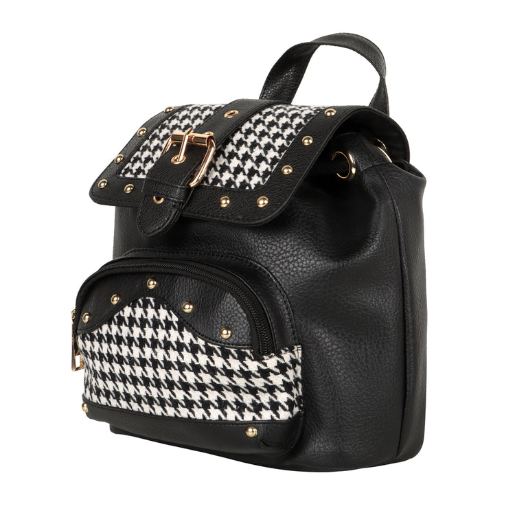 Millie Houndstooth Print Mini Backpack